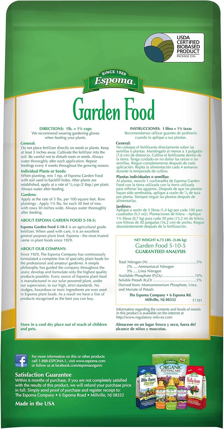 Espoma GF51056 Garden Food Fertilizer 5-10-5, 6.75 lbs (2-Pack)