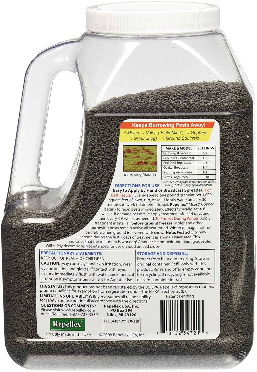 Repellex MOLE, VOLE & GOPHER GRANULAR REPELLENT - 7lb