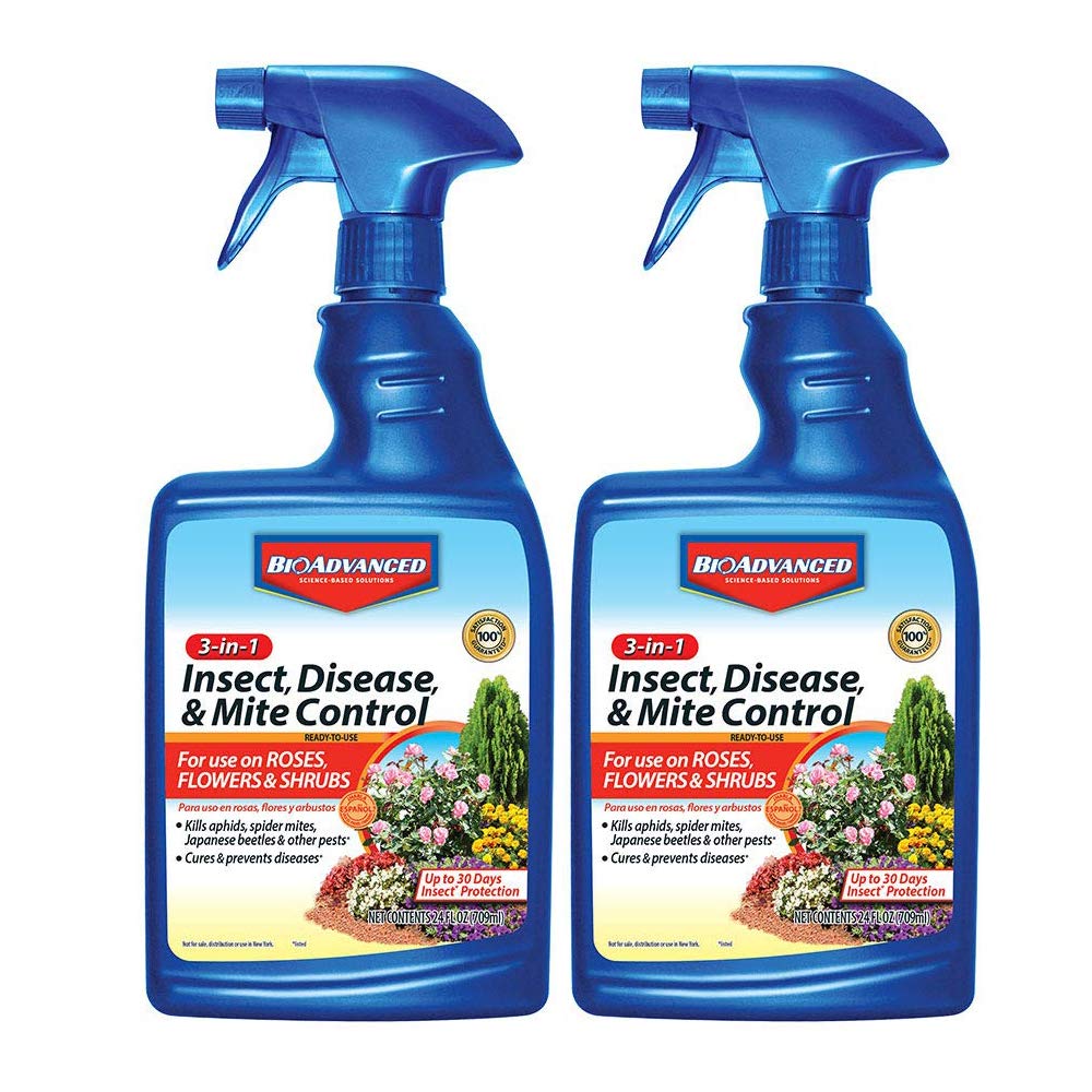 BIOADVANCED 701290B Insecticide Fungicide Miticide 3-in-1 Insect, Disease & Mite Control, 24 oz, Ready-to-Use (Pack of 2)