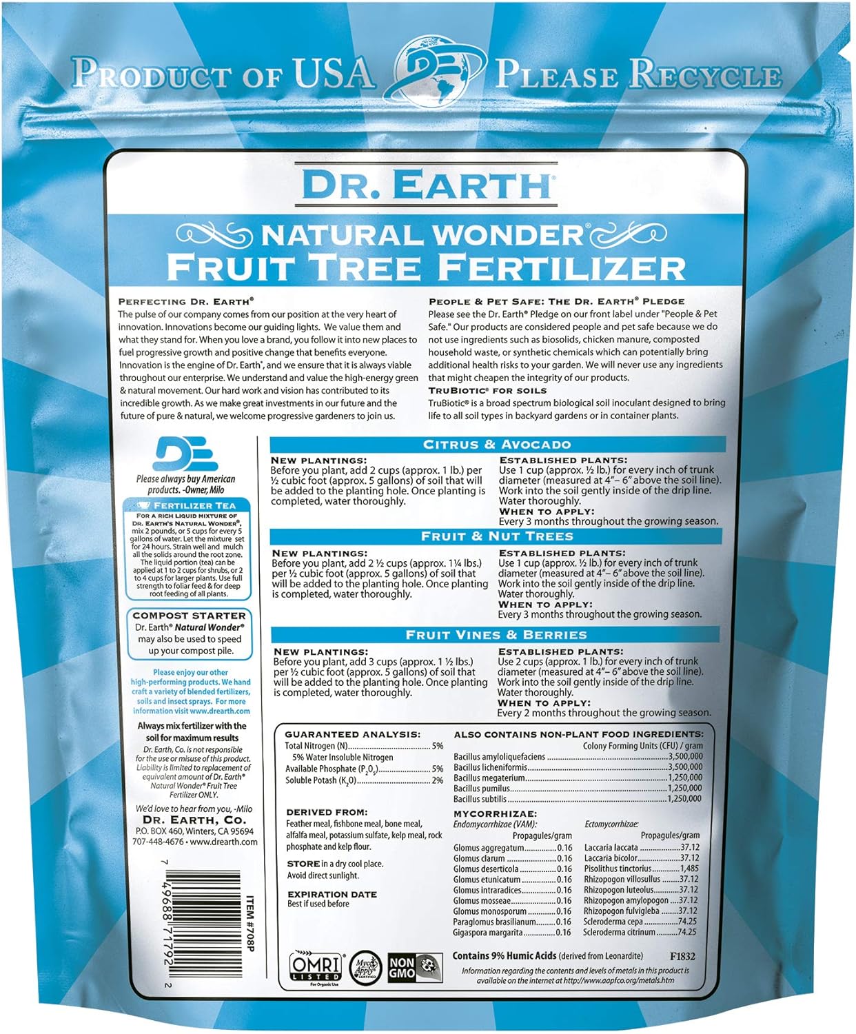 Dr. Earth Natural Wonder Fruit Tree Fertilizer 4 lb