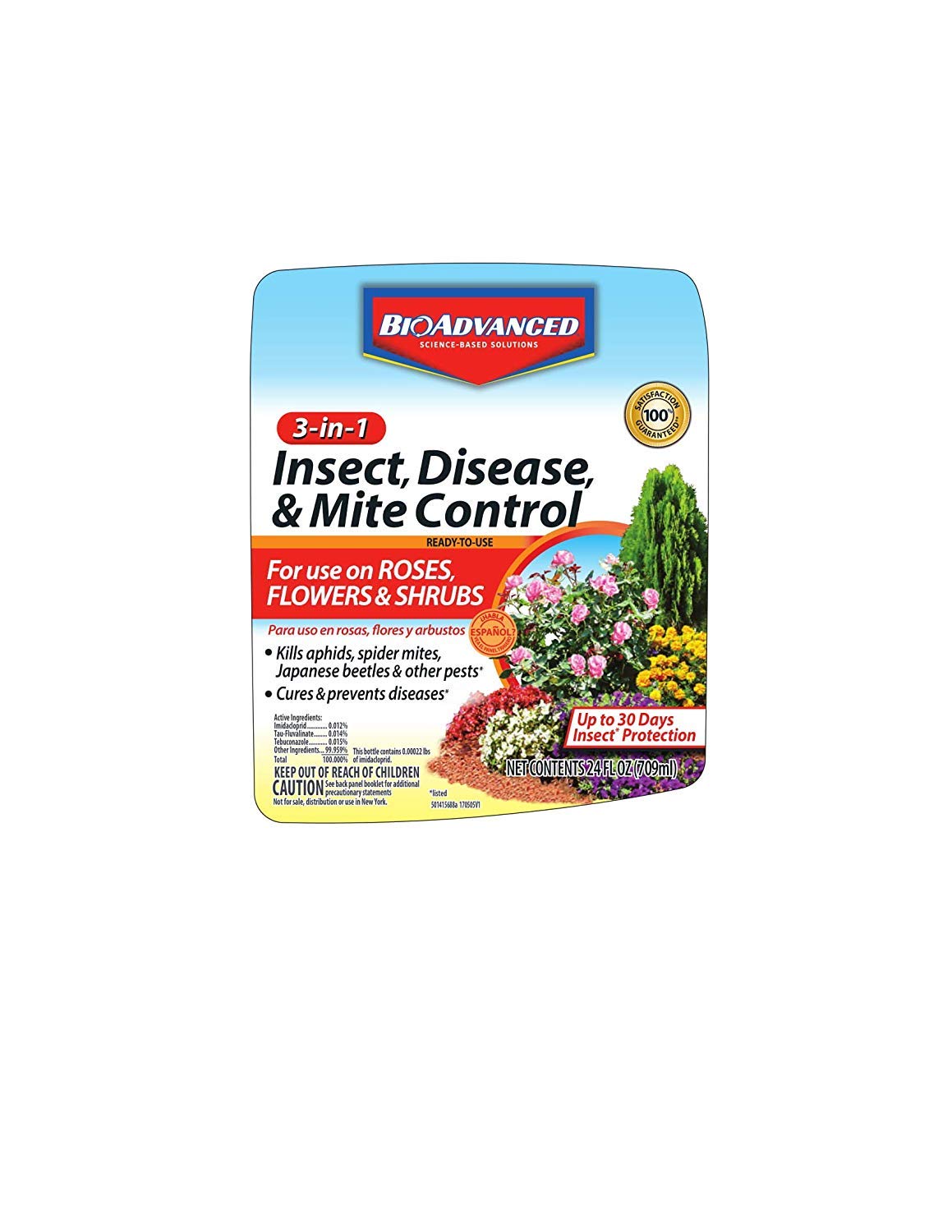 BIOADVANCED 701290B Insecticide Fungicide Miticide 3-in-1 Insect, Disease & Mite Control, 24 oz, Ready-to-Use (Pack of 2)