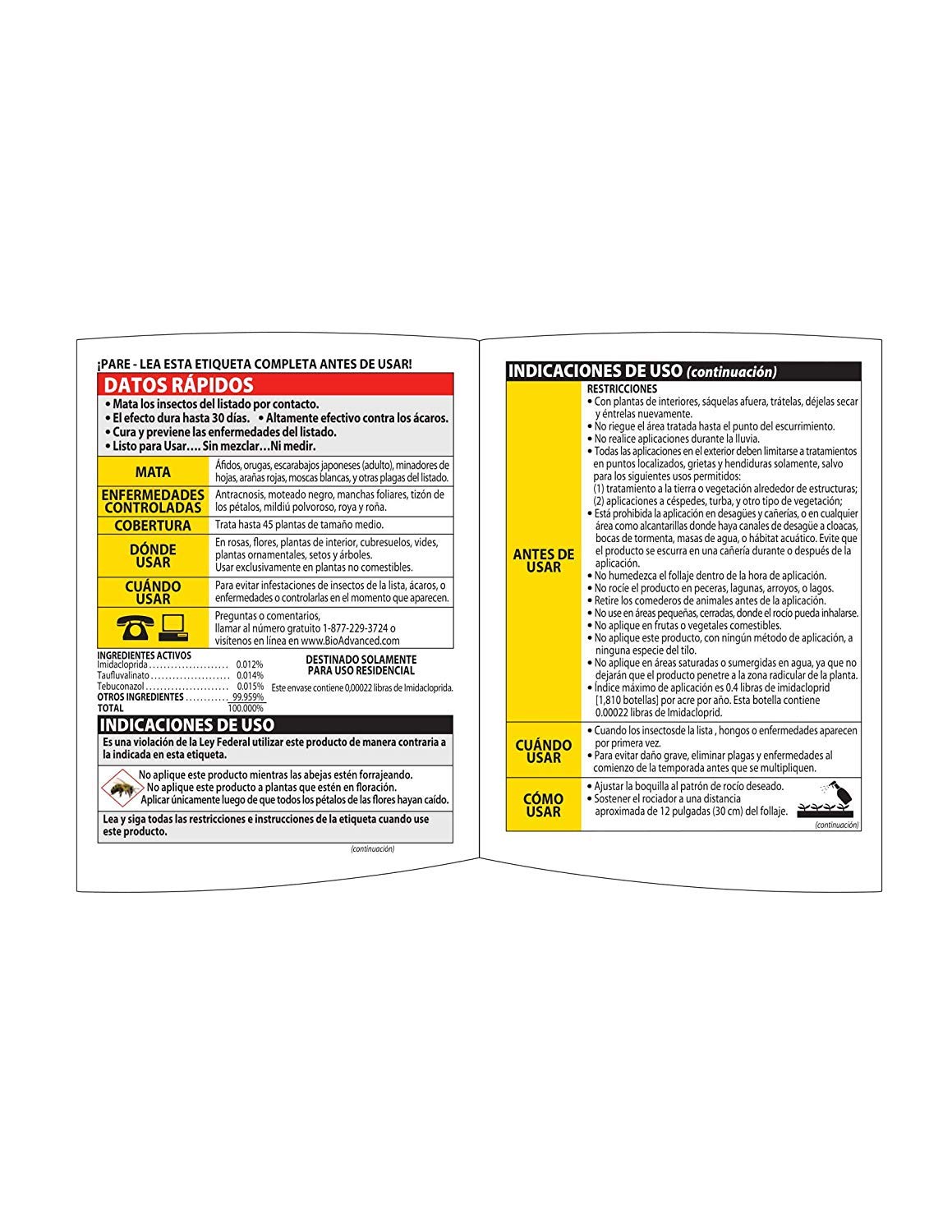 BIOADVANCED 701290B Insecticide Fungicide Miticide 3-in-1 Insect, Disease & Mite Control, 24 oz, Ready-to-Use (Pack of 2)