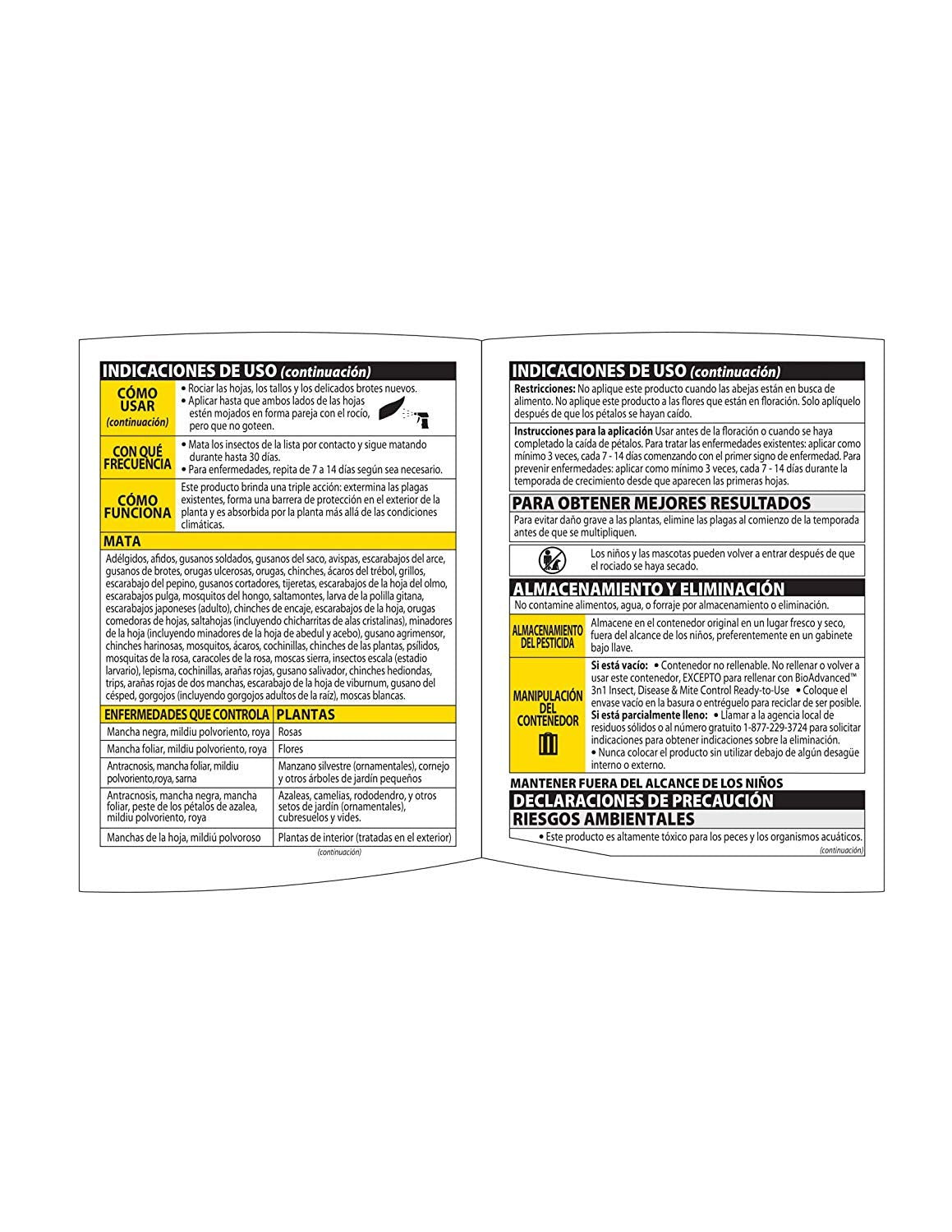 BIOADVANCED 701290B Insecticide Fungicide Miticide 3-in-1 Insect, Disease & Mite Control, 24 oz, Ready-to-Use (Pack of 2)