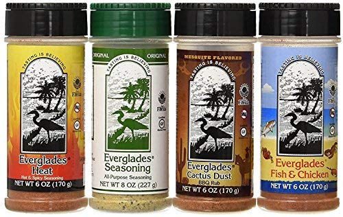 Everglades 4 Pack Seasoning Sampler Cactus Dust Heat Fish & Chicken 6 Oz Bottles 8 Oz All Purpose