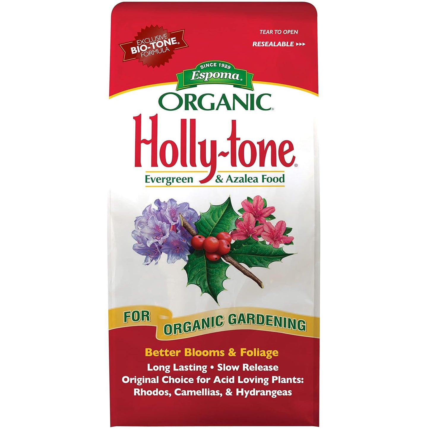 Espoma Organic Holly-tone 4-3-4 Evergreen & Azalea Plant Food; 4 lb. Bag. Pack of 2